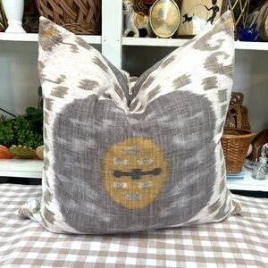 Pottery barn pillow cover zipper Ikat boho decor cotton